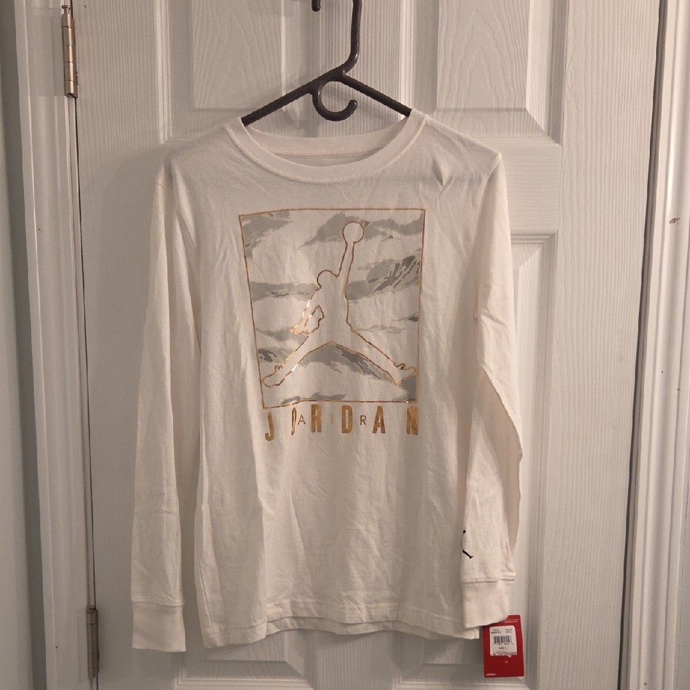 Jordan White Long Sleeve with Gold Logo